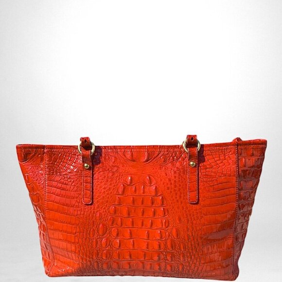 Brahmin Medium Cherry Red Croc Embossed Asher Tote - Picture 2 of 16